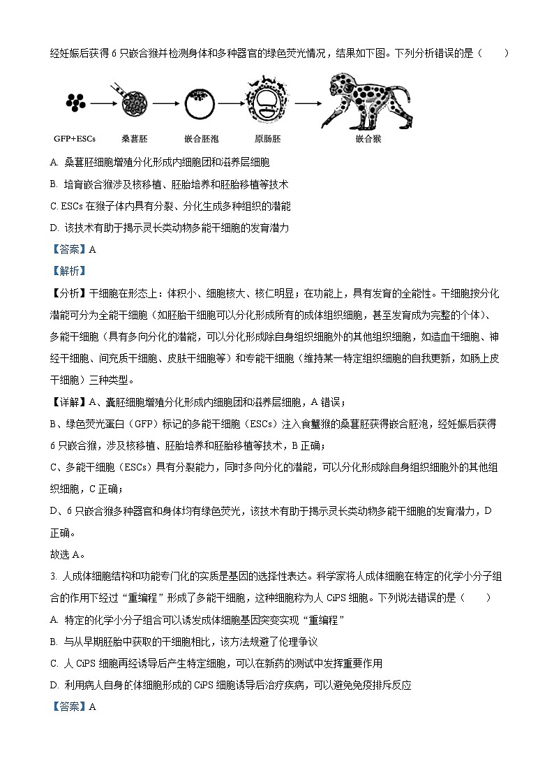 (教研室提供)山东省济宁市泗水县2023-2024学年高二下学期期中考试生物试题(解析版)第2页