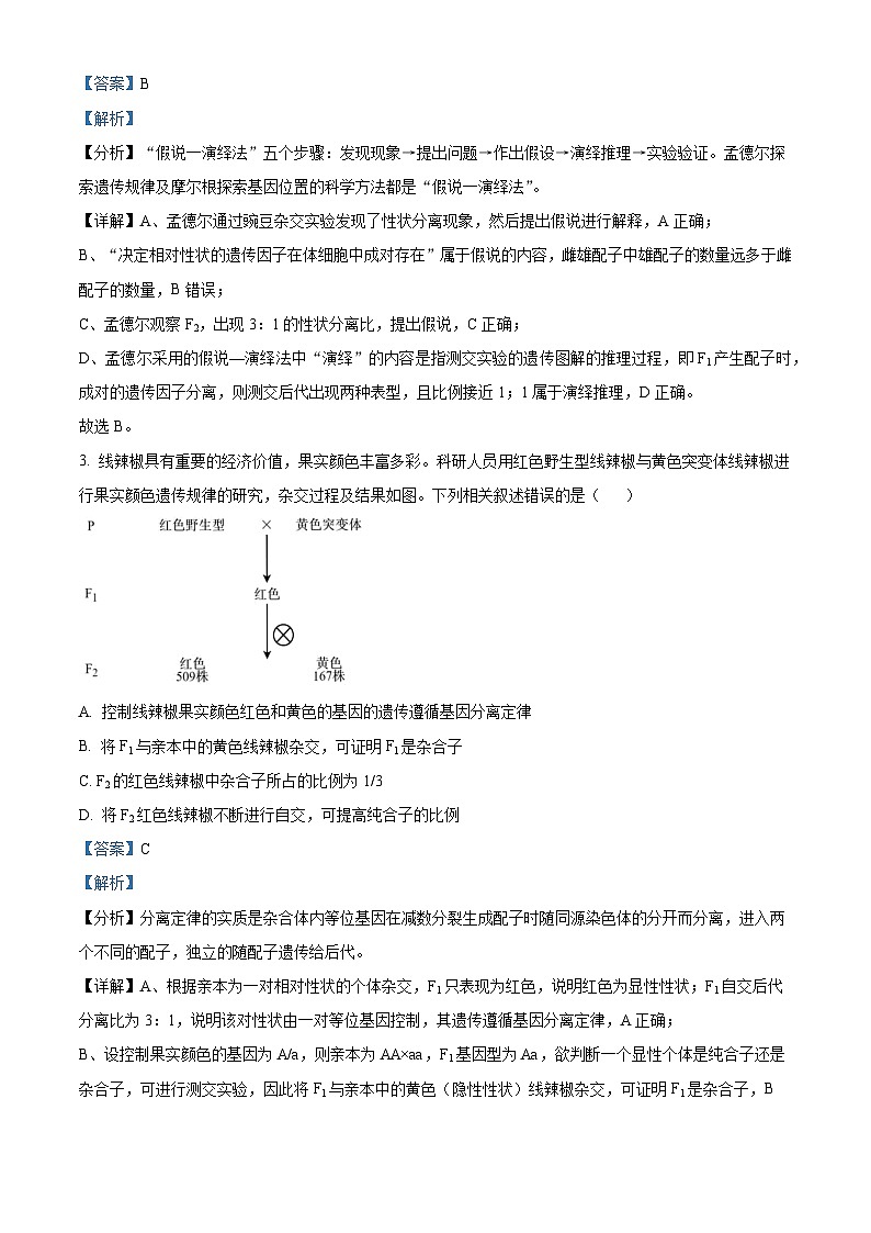 黑龙江省鸡西市鸡冠区第一中学2023-2024年高一下学期期中考试(十校联考)生物试题(解析版)第2页
