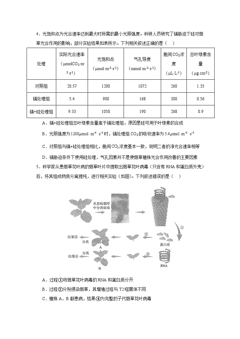 湖南省益阳市安化县第二中学2024届高三下学期三模生物试题(Word版附答案)02