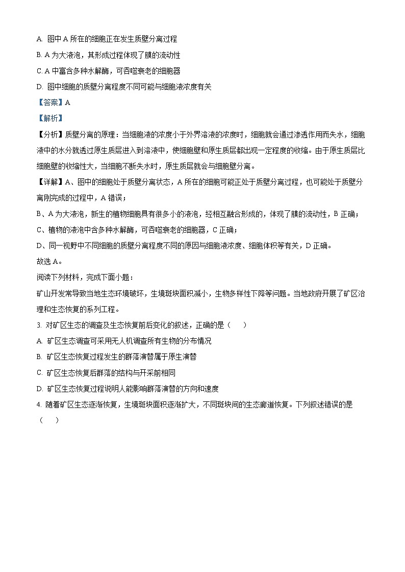 2024届浙江省精诚联盟高三下学期5月适应性联考生物试题(原卷版+解析版)02