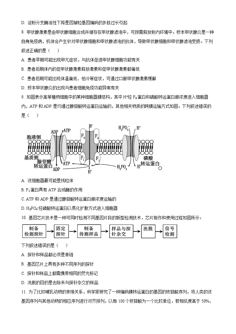 2024届浙江省精诚联盟高三下学期5月适应性联考生物试题(原卷版+解析版)03