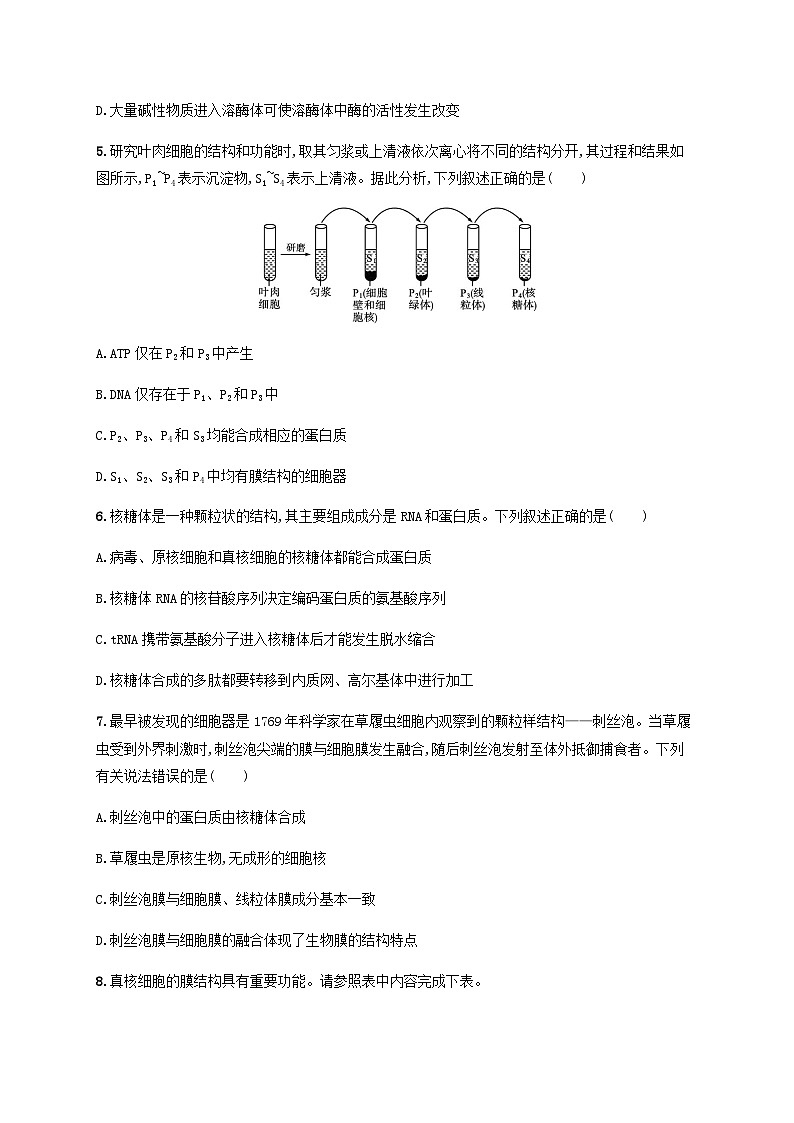 高考生物一轮复习专项练习课时规范练5细胞器与生物膜系统含答案第2页