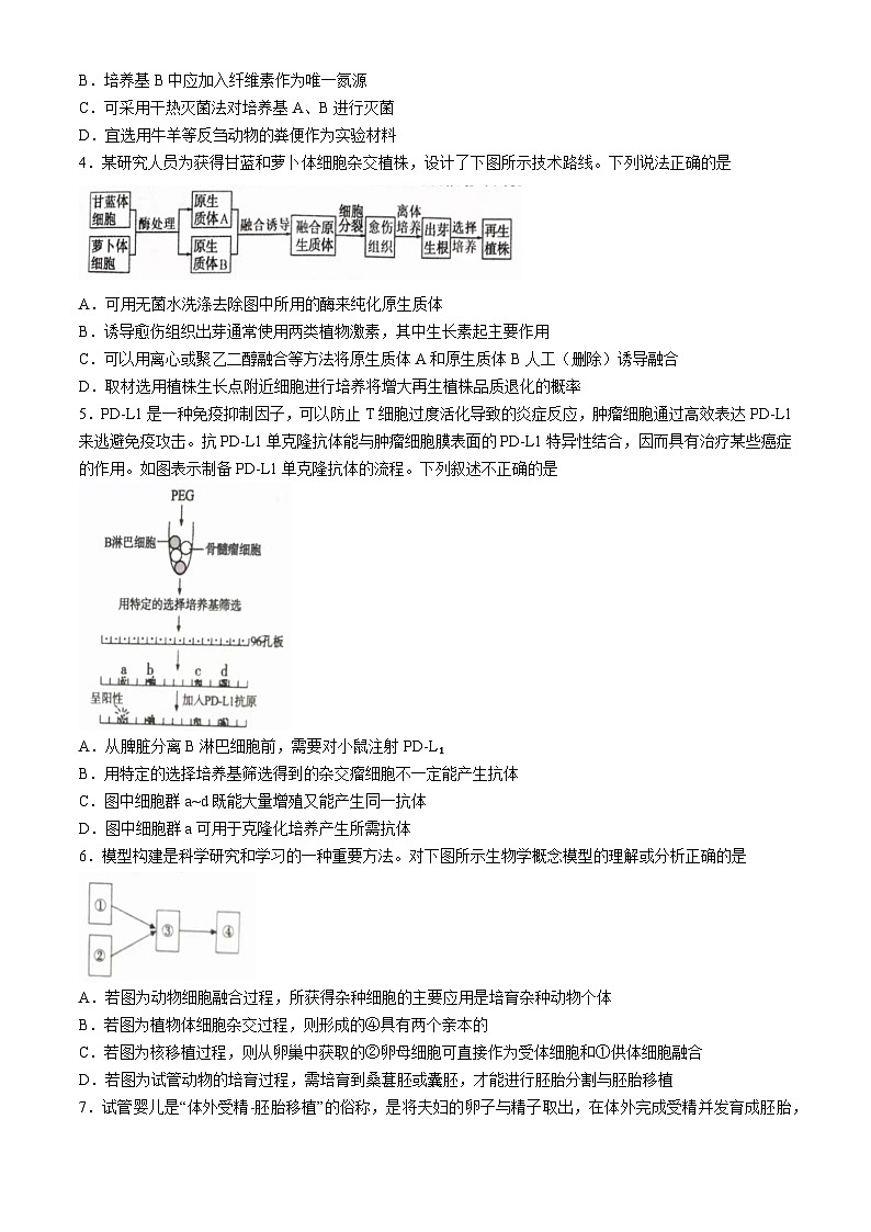2024三门峡高二下学期5月期末考试生物含答案第2页