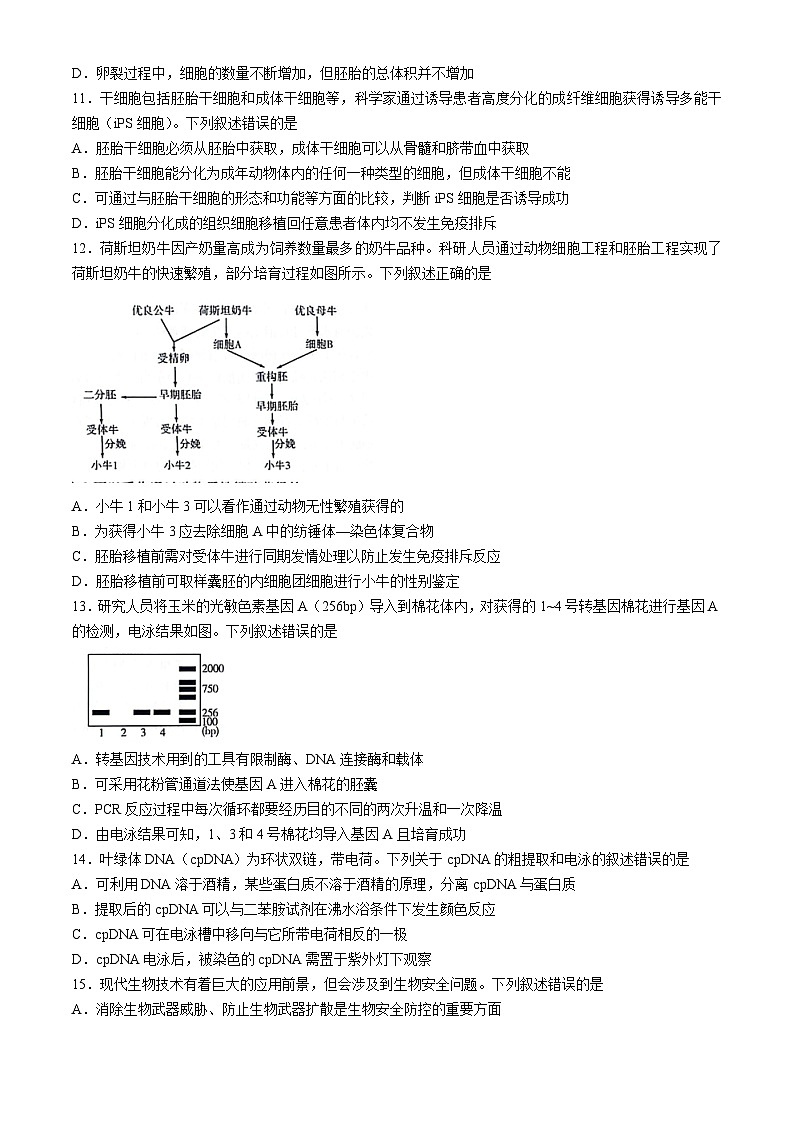 2024潍坊高二下学期5月期中考试生物含答案03