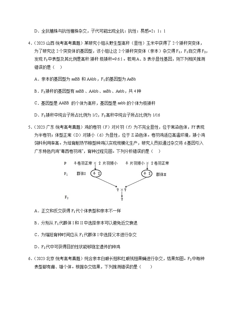 (全国通用)2013-2023年高考生物真题分项汇编专题07孟德尔两大遗传定律(学生版)第2页
