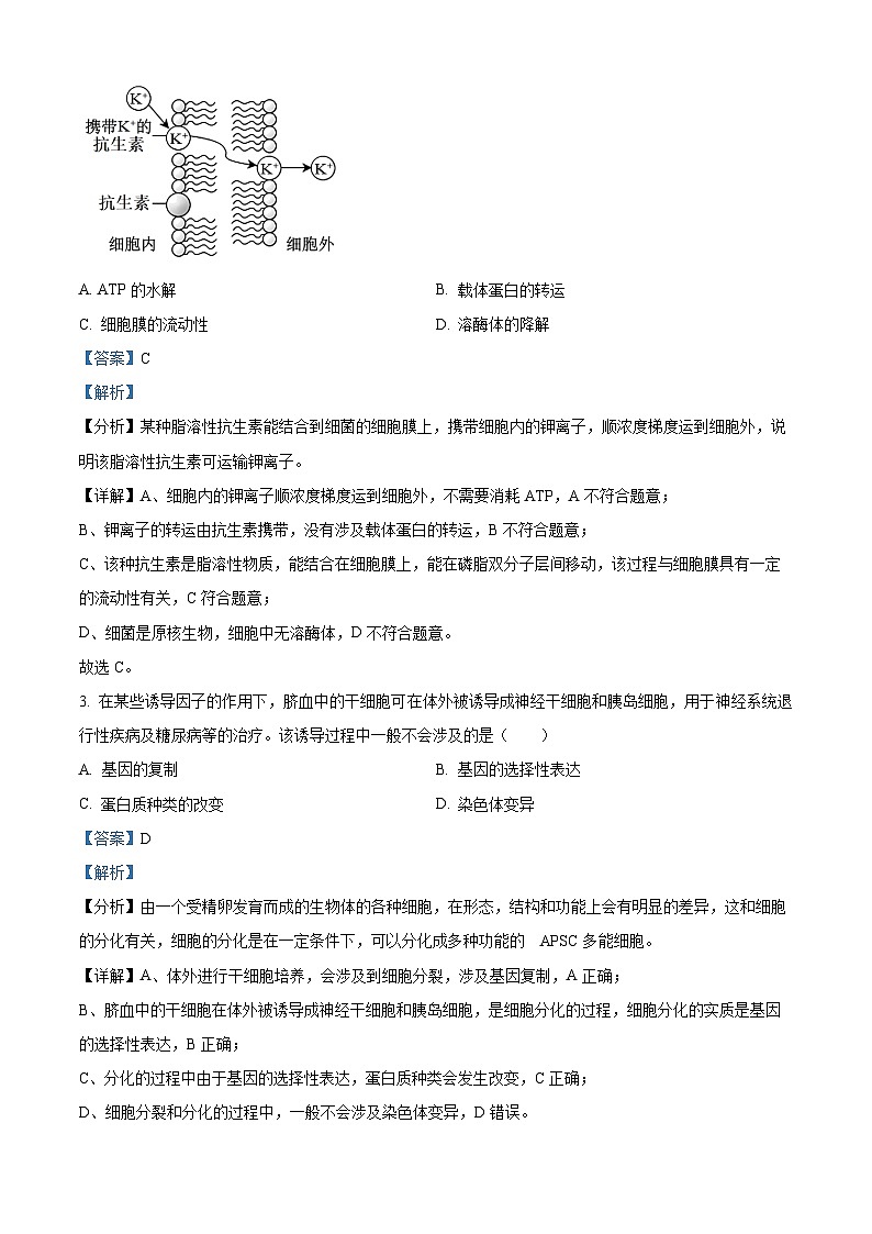 2024届江西省部分学校高三下学期5月第一次适应性考试大联考生物(解析版)第2页