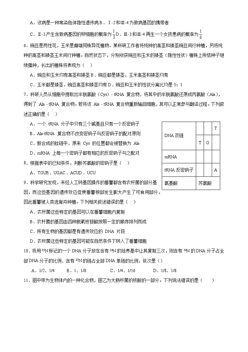 四川省内江市威远中学校2023-2024学年高一下学期第二次月考生物试题02