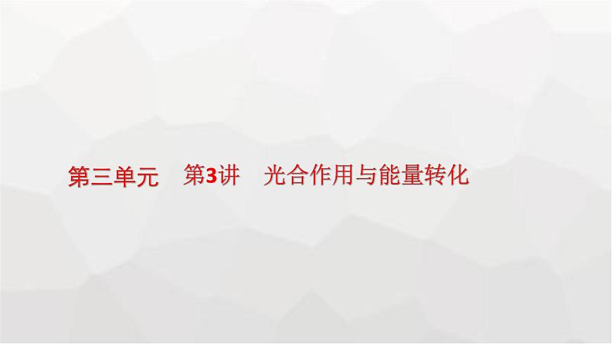 新教材高考生物一輪復習第3單元細胞的能量供應和利用第3講光合作用與能量轉(zhuǎn)化課件第1頁