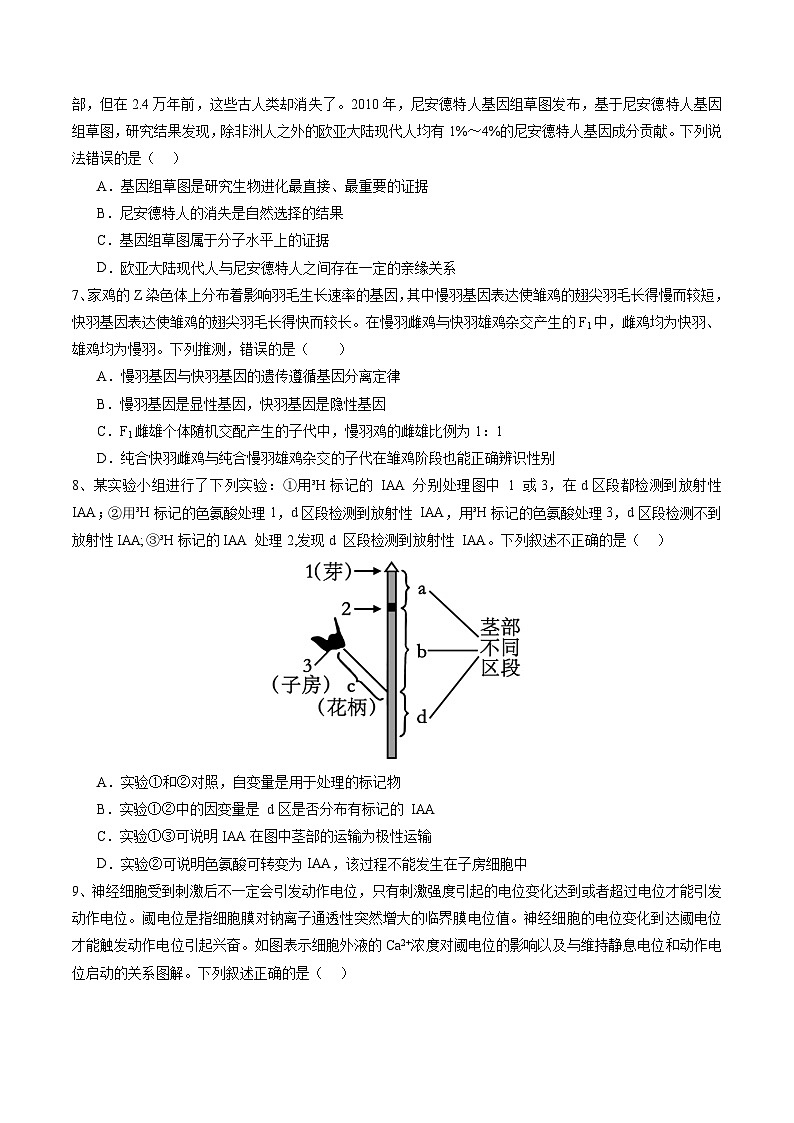 卷03-備戰(zhàn)2024年高考生物仿真演練模擬預(yù)測卷（湖北卷）（原卷版）第3頁