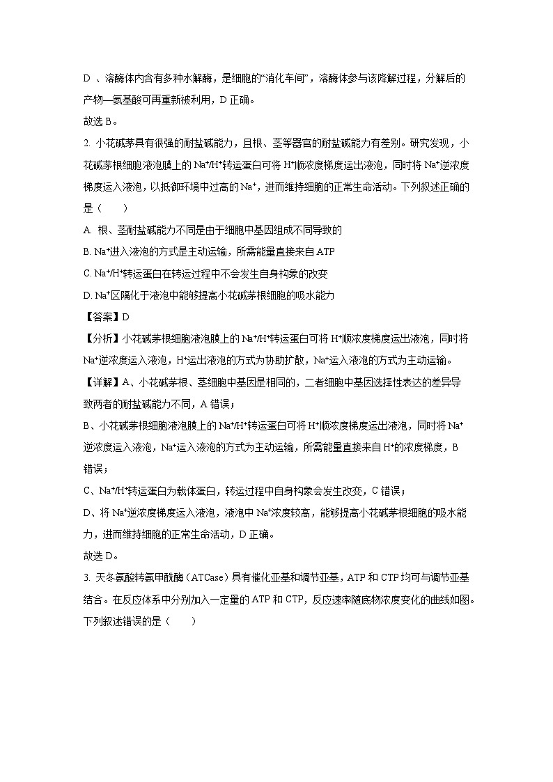 山东省潍坊市2023—2024学年四县联考高三下学期三模考试生物试卷(解析版)02