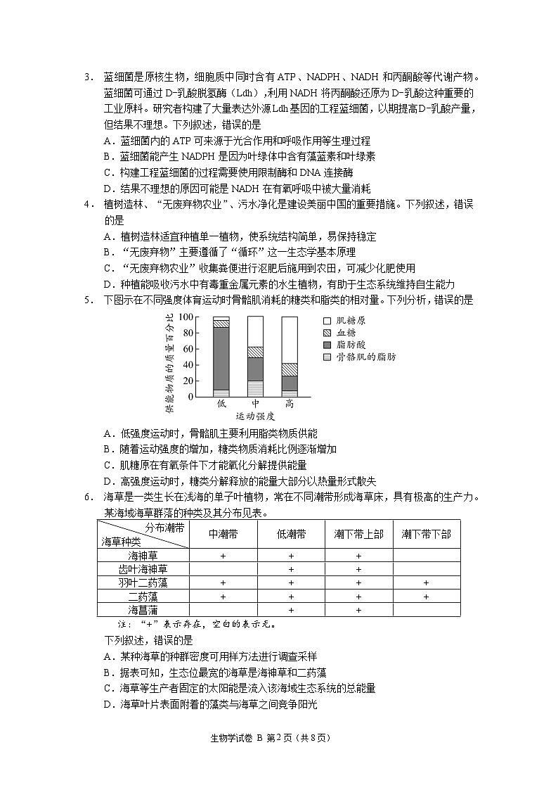 2024年广州市普通高中毕业班冲刺训练(一)-生物学第2页