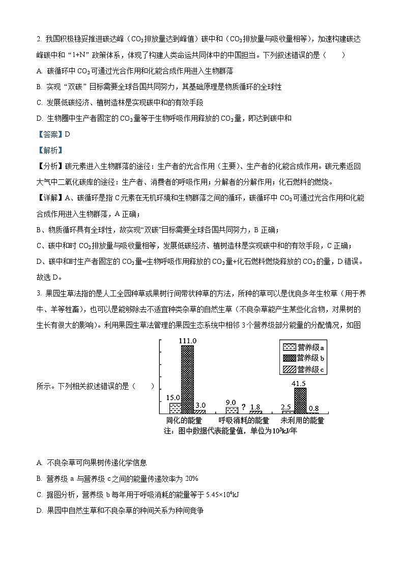 重庆市第四十九中学校、江津第二中学校等九校2023-2024学年高二下学期5月联考生物试题(教师版)第2页