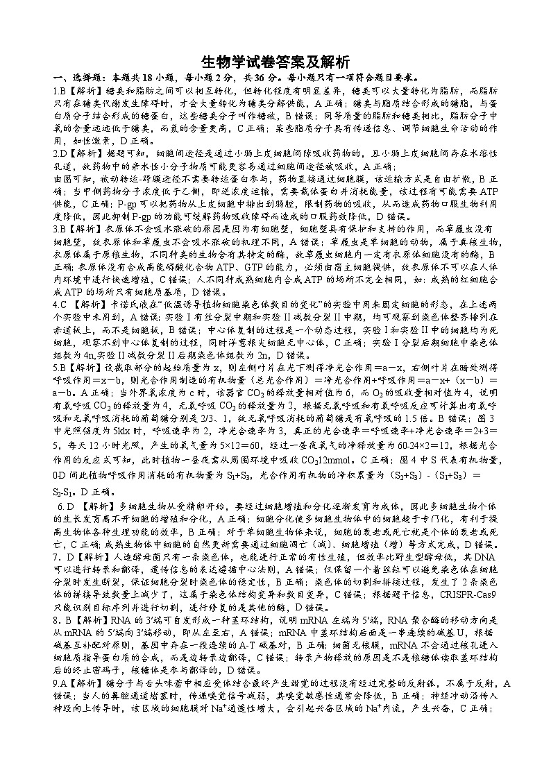 湖北省荆州中学2024届高三下学期第四次适应性考试生物试题(Word版附解析)01