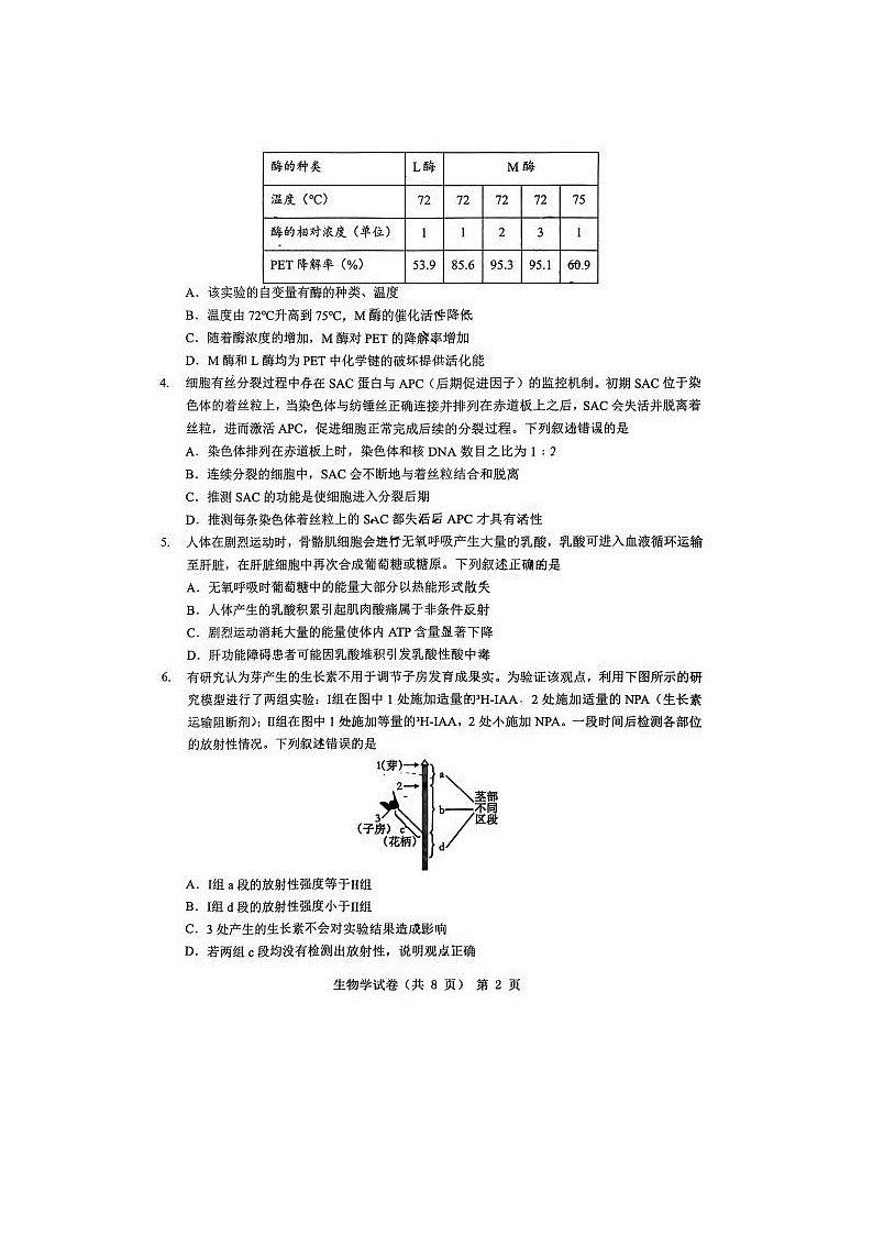 2024届安徽省江淮十校高三第三次联考生物试题02