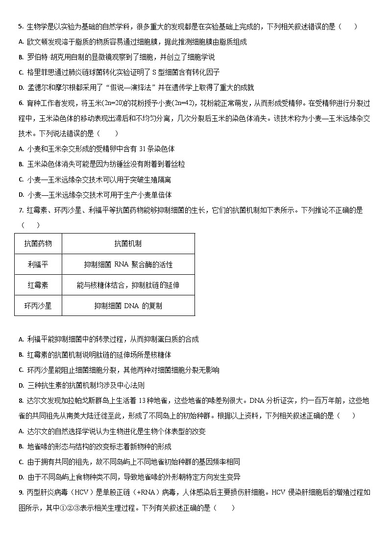 吉林省通化市梅河口市第五中学2024届高三下学期三模生物试题(Word版附答案)02