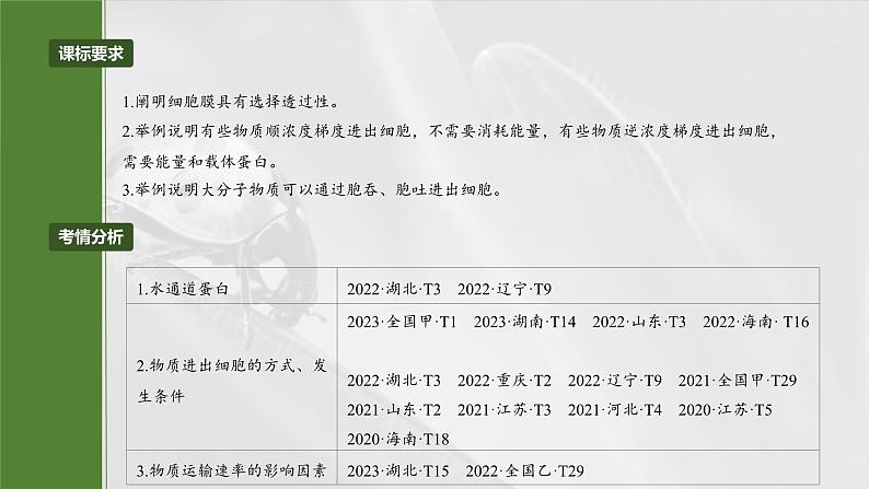 2025届高三生物一轮复习课件第10课时 物质进出细胞的方式及影响因素第2页