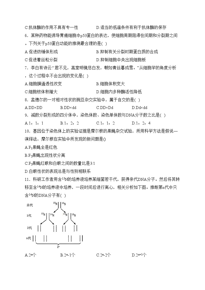 陕西省咸阳市2022-2023学年高一下学期期末生物试卷(含答案)第2页