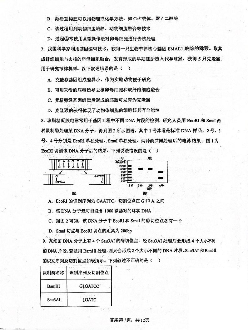 河北省泊头市第一中学2023-2024学年高二下学期6月月考生物试题第3页