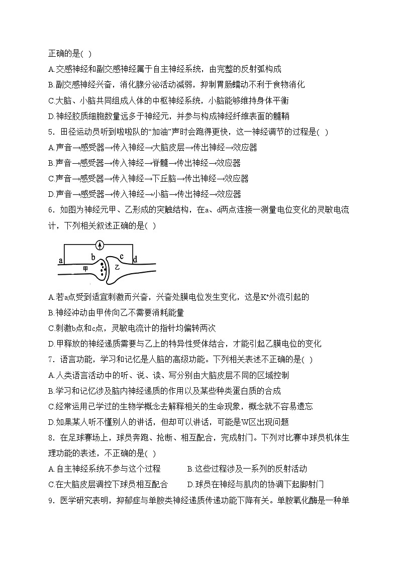 安徽省合肥市六校联盟2023-2024学年高二上学期1月期末考试生物试卷(含答案)第2页
