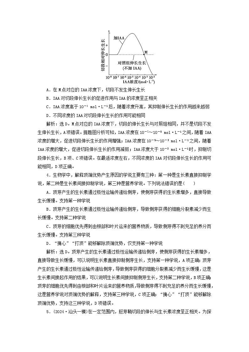 2025届高考生物一轮总复习课时跟踪练39植物生长素02