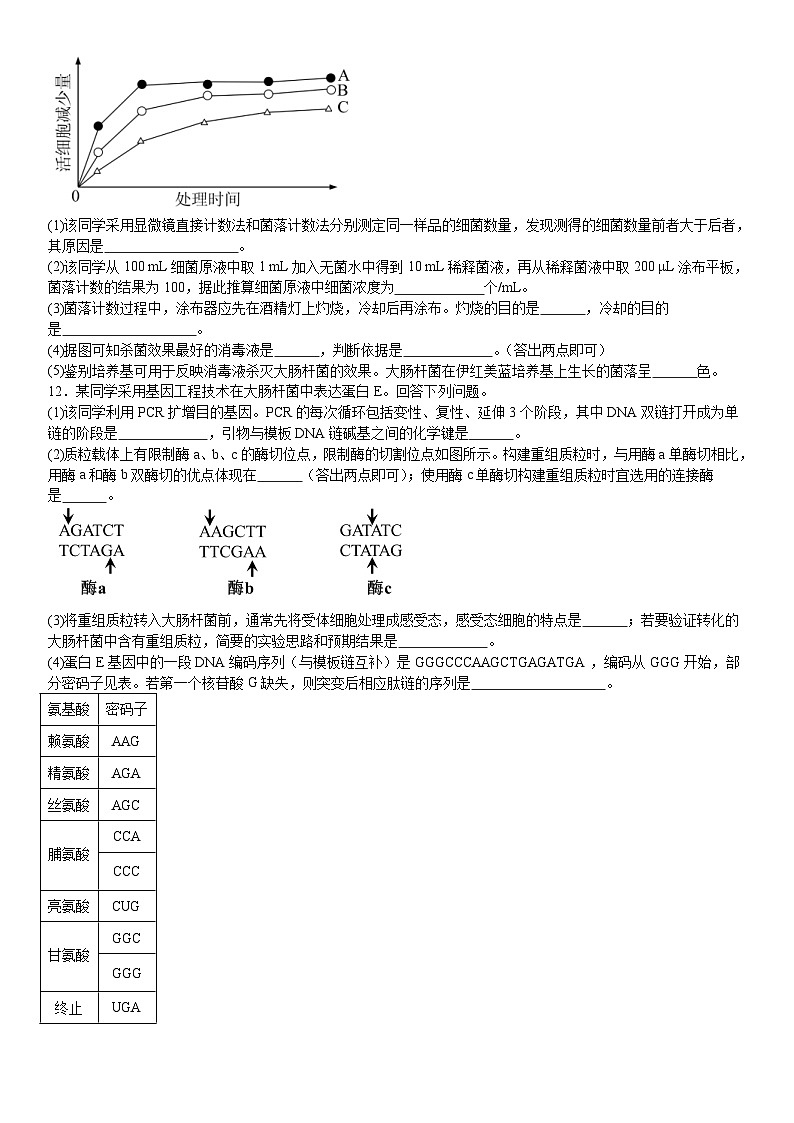 2024年全国甲卷高考生物真题试题(原卷版+含解析)03