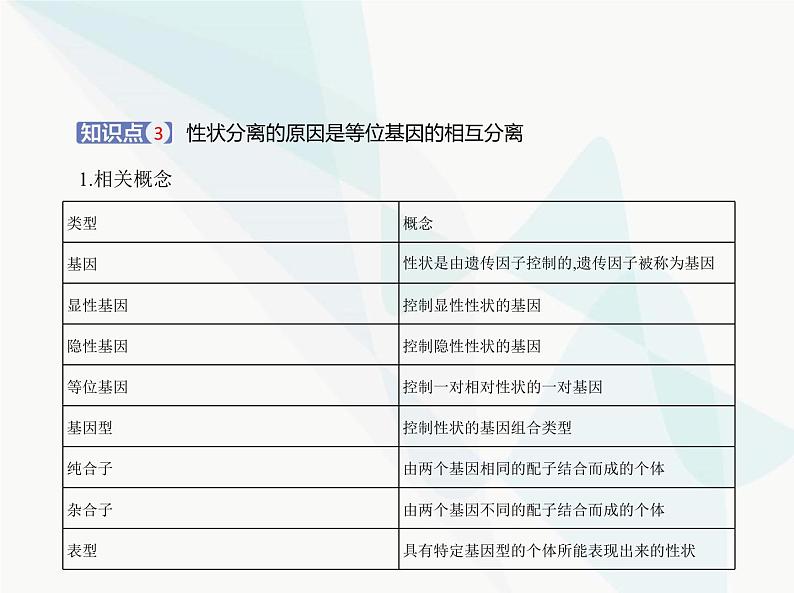 浙科版高中生物必修2第一章遗传的基本规律第一节孟德尔从一对相对性状的杂交实验中总结出分离定律课件07