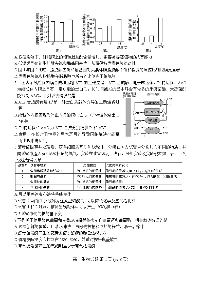 山东省济南市2023-2024学年高二下学期期末考试生物试题第2页