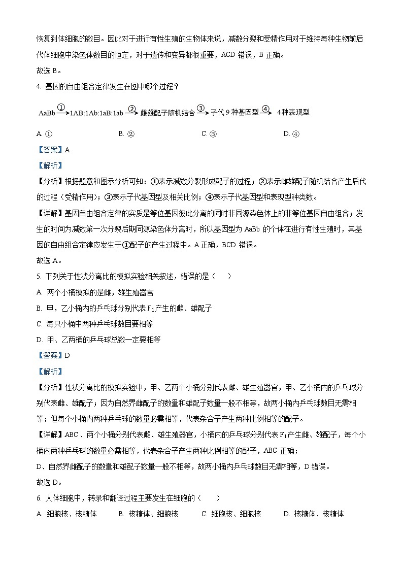 湖南省邵阳市大祥区邵阳市第二中学2023-2024学年高一下学期6月期末生物试题 Word版含解析第2页