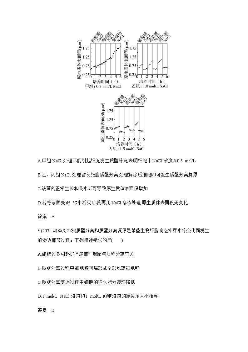 高考生物(山东专用)复习专题3细胞的物质输入和输出练习含答案第2页