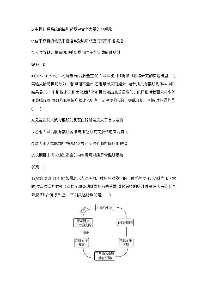 高考生物(山东专用)复习专题13神经调节练习含答案第2页