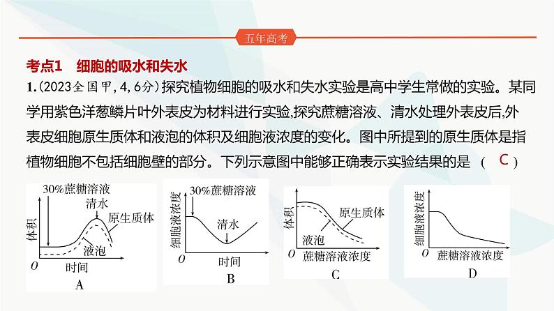 高考生物(山东专用)复习专题3细胞的物质输入和输出练习课件第2页