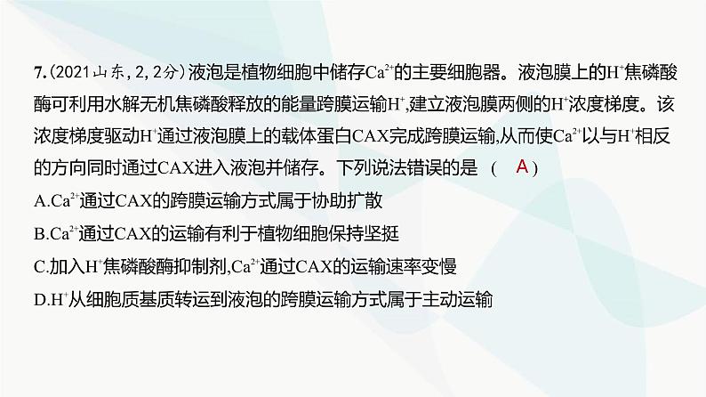 高考生物(山东专用)复习专题3细胞的物质输入和输出练习课件第8页