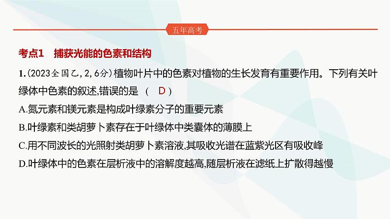 高考生物(山东专用)复习专题6光合作用练习课件第2页