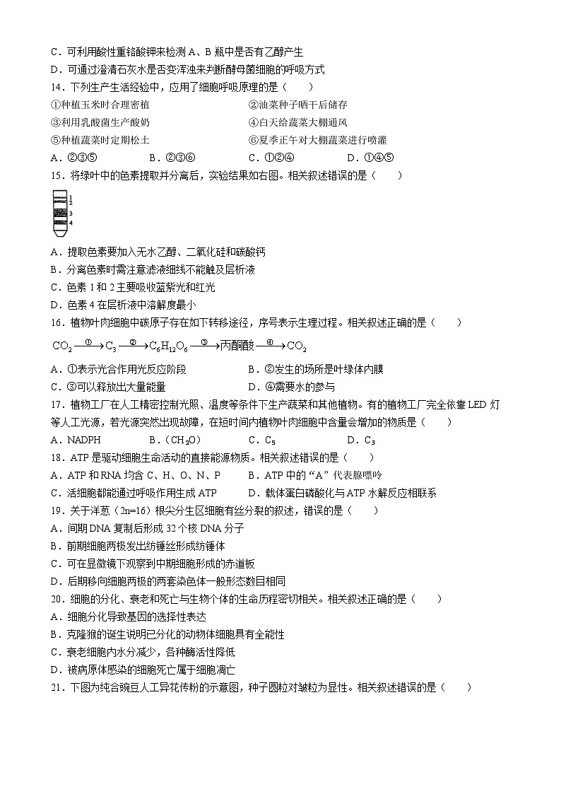 云南省昆明市2023-2024学年高一下学期7月期末质量检测生物试题第3页