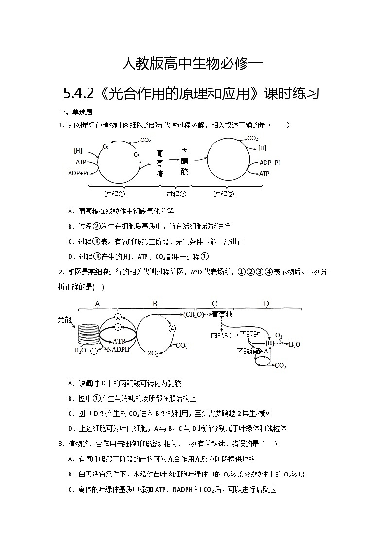 【核心素养】人教版高中生物必修一5.4.2《光合作用的原理和应用》课件+课时练习+教案(含教学反思)01