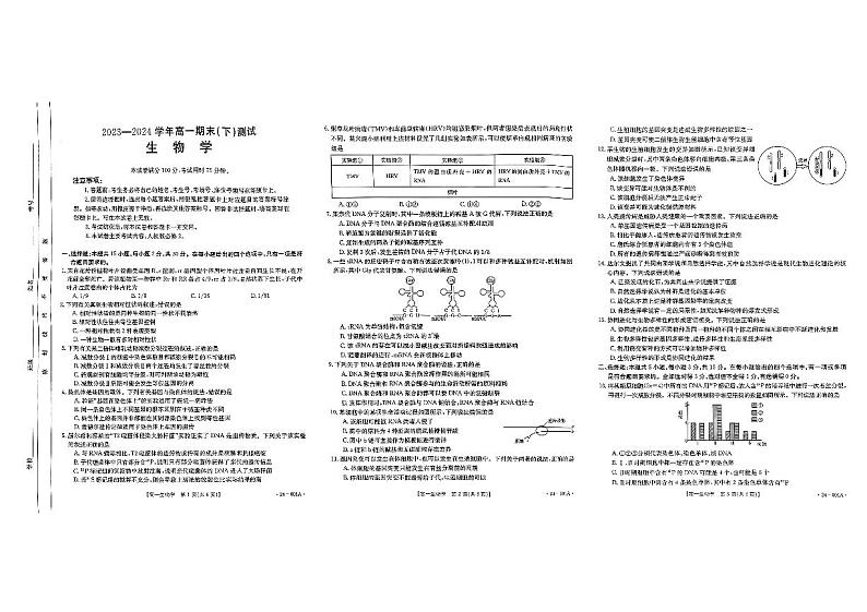 河南省新乡市长垣市2023-2024学年高一下学期期末考试生物试题第1页
