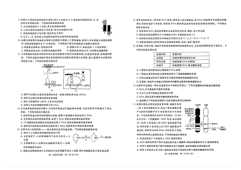 四川省广安市2023—2024学年高一下学期期末考试生物试题02