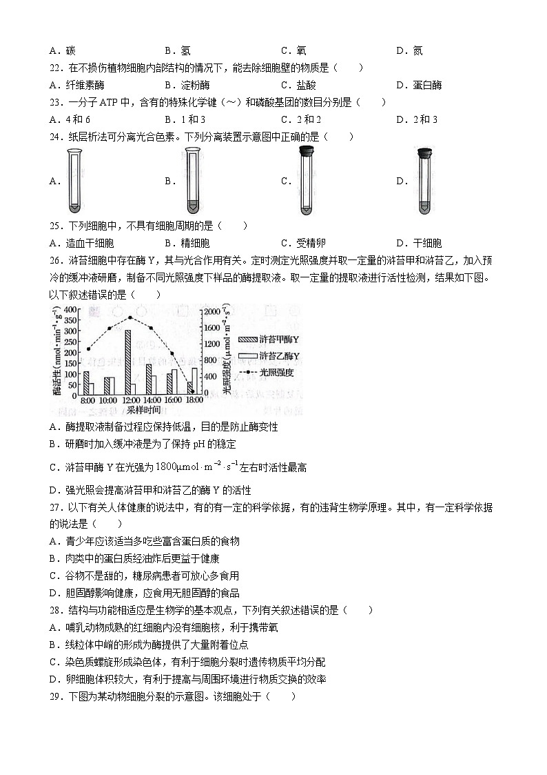 北京市通州区2023-2024学年高二下学期期末考试生物试题03