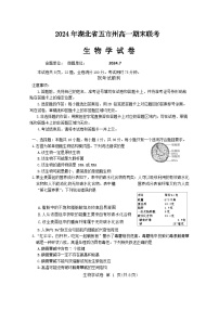湖北省五市州2023-2024学年高一下学期期末考试生物试卷（Word版附答案）