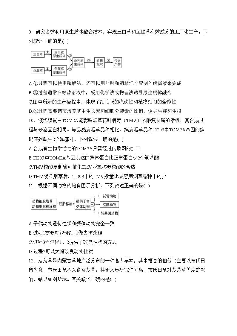 浙江省温州十校2023-2024学年高二下学期6月期末联考生物试卷(含答案)03