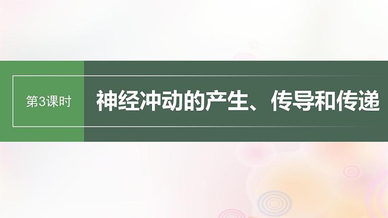 鲁湘辽新教材2024届高考生物一轮复习第八单元生命活动的调节第3课时神经冲动的产生传导和传递课件第1页