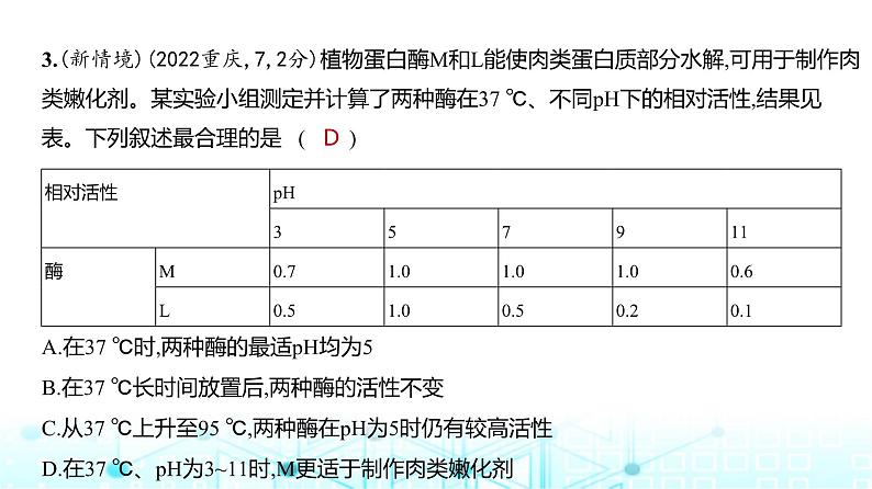 新高考生物总复习专题4酶与ATP练习课件04