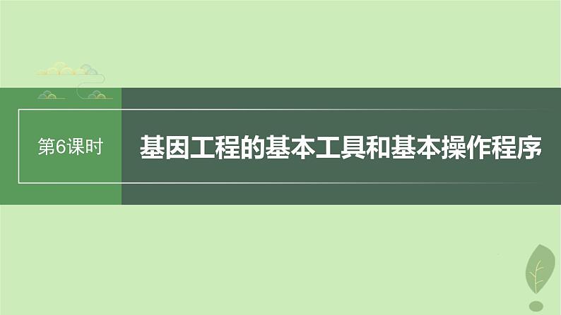 2024届高考生物一轮复习第十单元生物技术与工程第6课时基因工程的基本工具和基本操作程序课件(苏教版)01