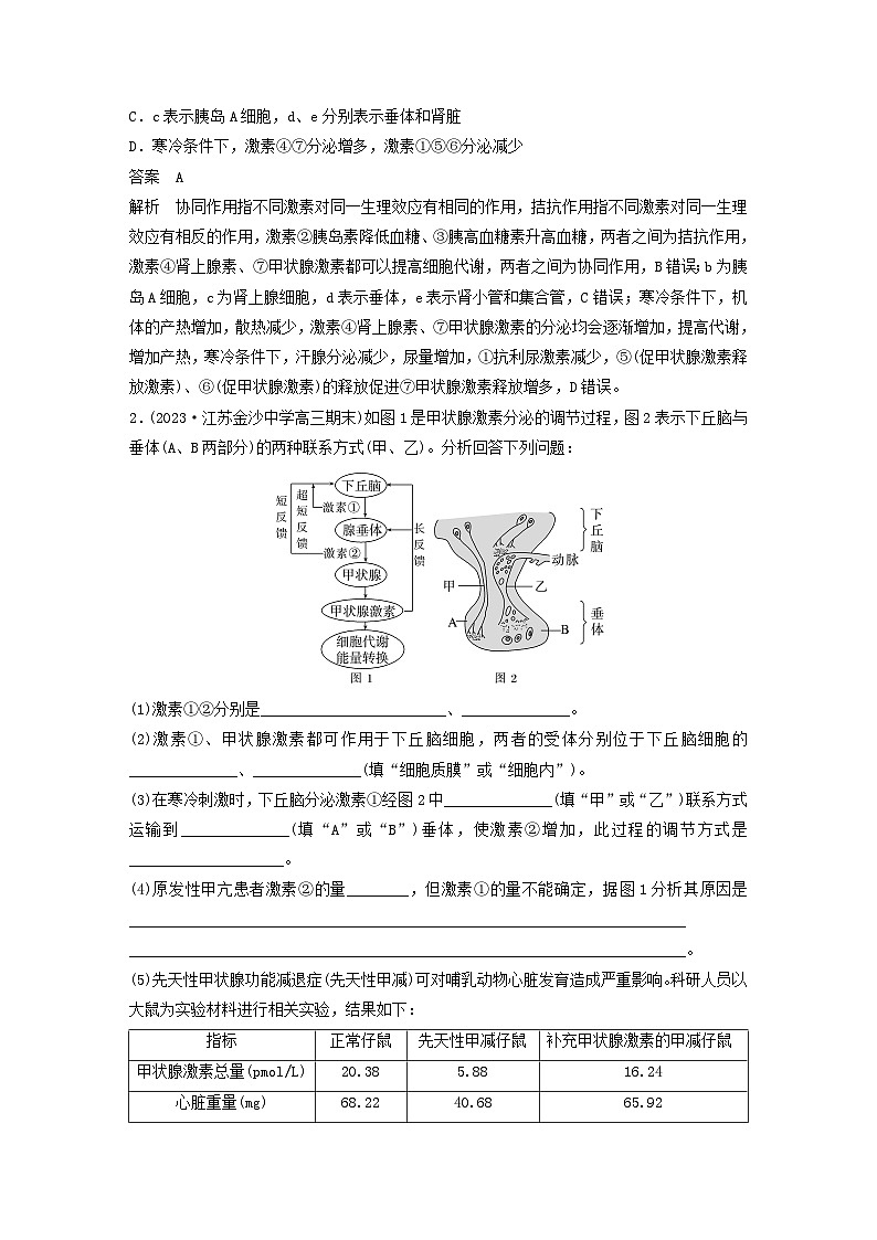 2024届高考生物一轮复习教案第八单元生命活动的调节微专题八动物生命活动调节模型的构建和分析(苏教版)第2页
