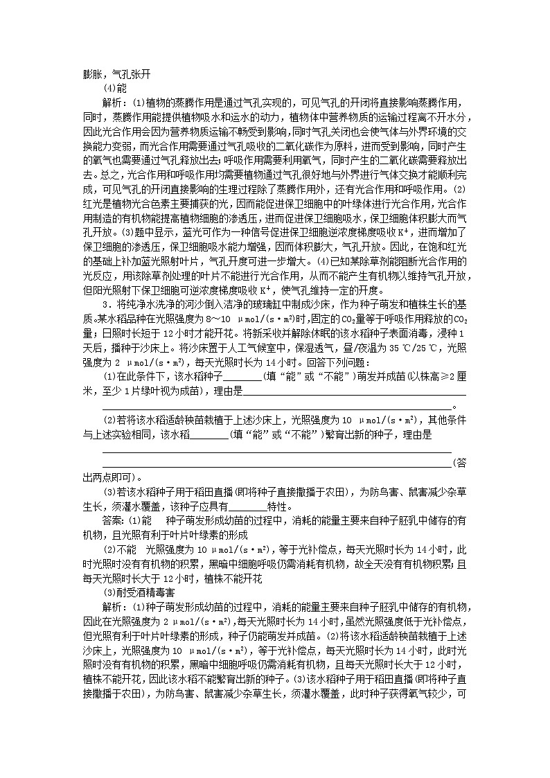 2025版高考生物一轮复习微专题小练习专练29光合作用与呼吸作用综合练第2页