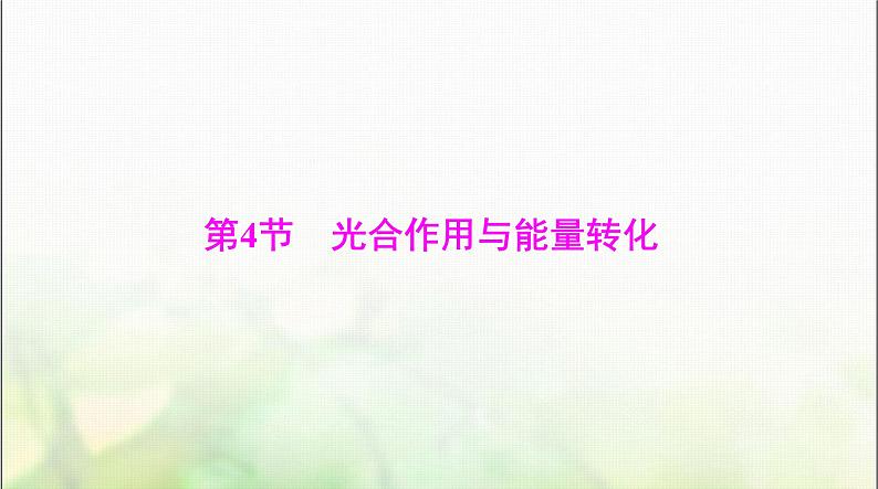 高考生物一轮复习必修1第5章第4节光合作用与能量转化课件01