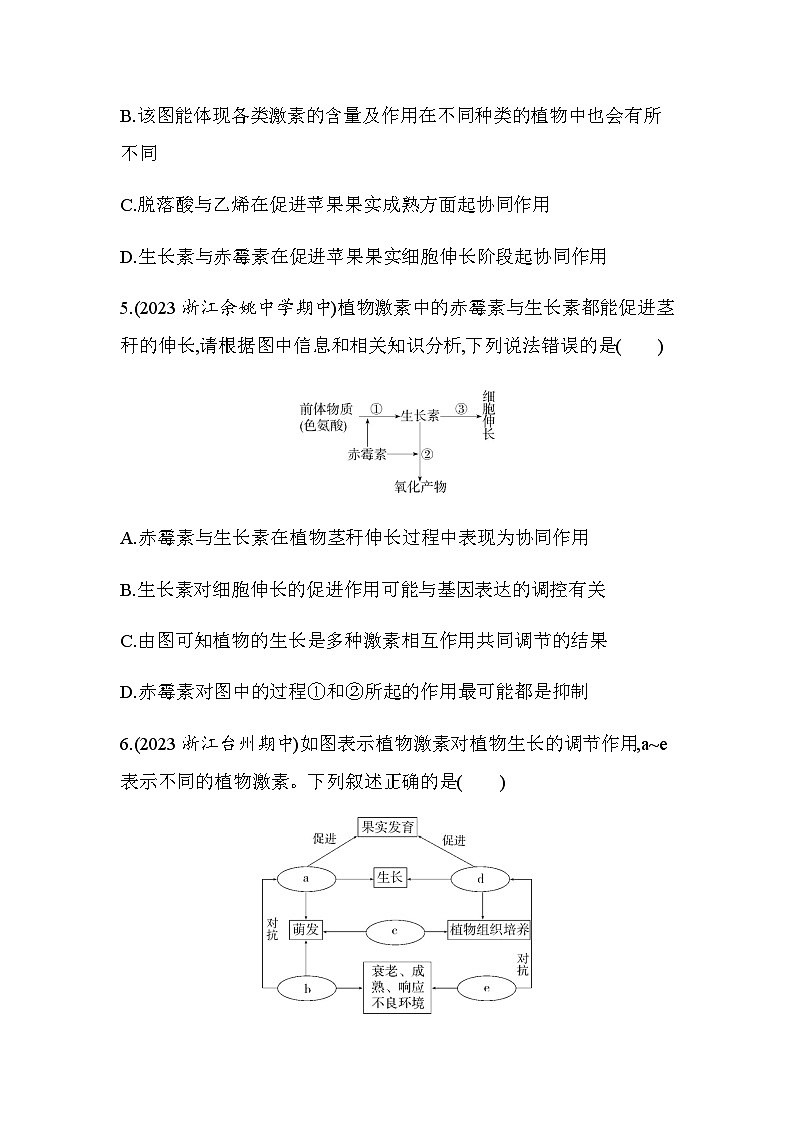 浙科版高中生物选择性必修1稳态与调节第5章植物生命活动的调节第2节植物激素调节植物生命活动练习含答案第3页
