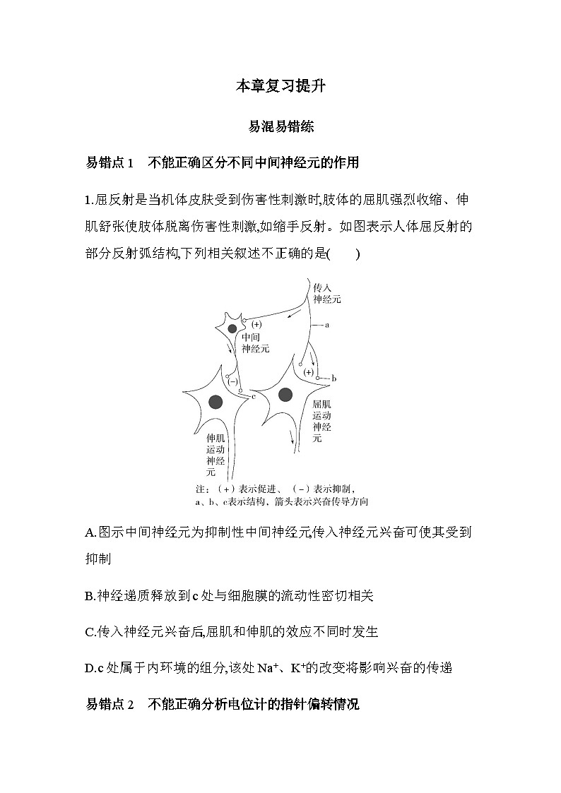 浙科版高中生物选择性必修1稳态与调节第2章神经调节复习提升练含答案01