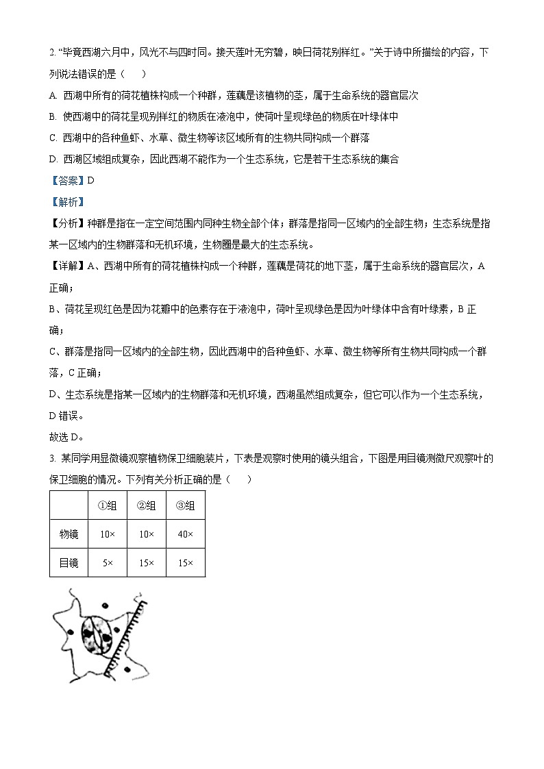 河南省顶尖联盟2023-2024学年高一上学期期中检测生物试卷(解析版)第2页