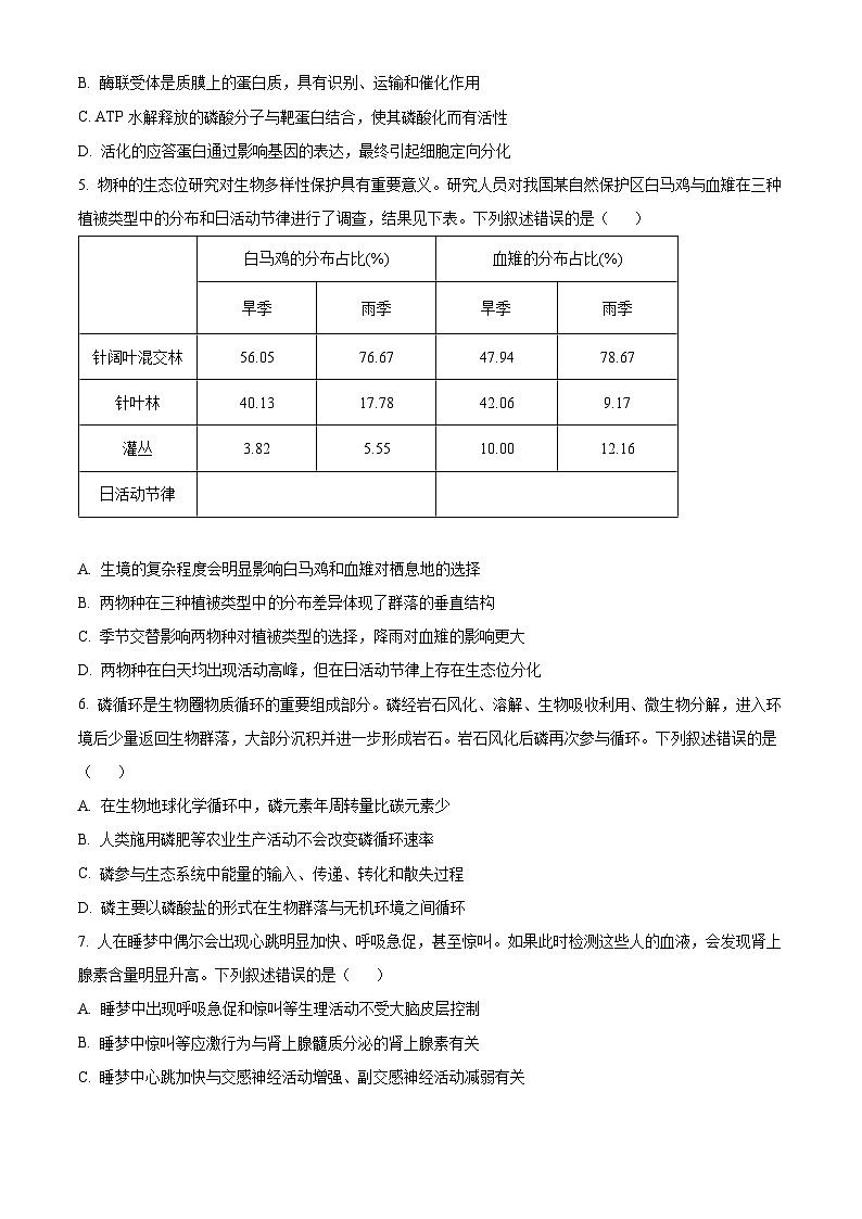 2024年新高考安徽卷生物高考真题解析(原卷+解析)02